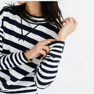 Madewell navy & white striped mock neck sweater